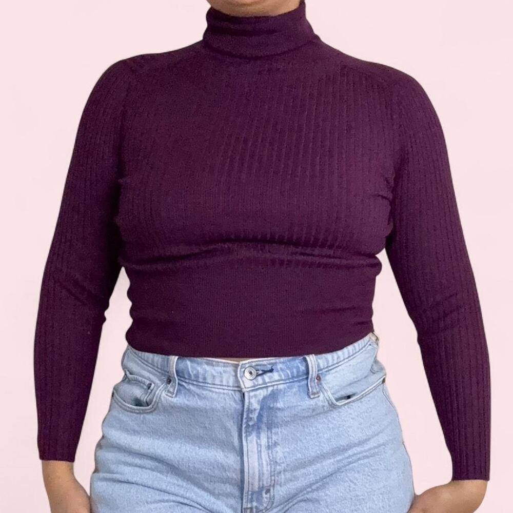 Zara burgundy purple ribbed turtleneck